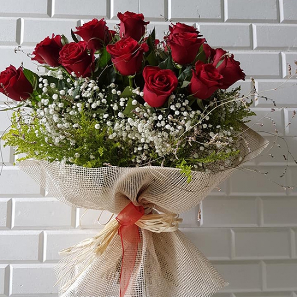 9 Red Roses Bouquet Resim 1